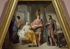 Alexander afgiver sin elskerinde Campaspe til Apelles, af Francesco Coghetti (1804-1875), olie på lærred
