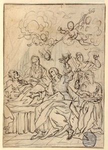 Tegning, Sankt Josephs død, 1880 af Francesco Coghetti