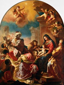 Adoration of the Magi, af Francesco Conti (1681-1760), Church of St Mary of the Assumption i Montedomini, Firenze, Toscana, Italien af Francesco Conti