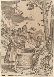 Kristus og Samarias kvinde af Francesco Denanto after Girolamo Pennacchi
