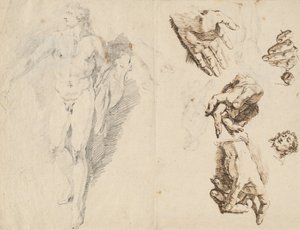 Apollo og studier af kunstnerens egen hånd [recto] af Francesco Fontebasso