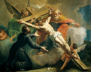 Korsfæstelse med Gud Faderen og Sankt Ignatius af Loyola, af Francesco Fontebasso (1709-1769).