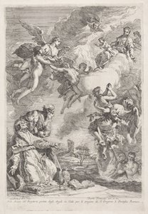 Sankt Gregor den Store og Sankt Hieronymus beder for sjæle i skærsilden Molte Anime del Purgatorio portate dagli Angeli in Cielo per le pregiere di S. Gregorio I. Pontefice Romano (titel på objektet)