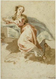 Draperet kvindeskikkelse ved bøn af Francesco Fontebasso