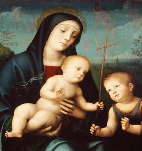 Madonna med barn og Johannes Døberen af Francesco Francia (1450-1517)