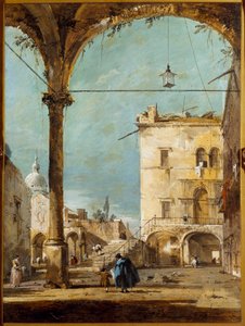 En portik i Venedig Maleri af Francesco Guardi (1712-1793) Paris fra det 18. århundrede, Musee Jacquemart Andre af Francesco Guardi