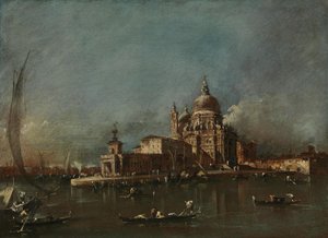 Udsigt over Santa Maria della Salute og Dogana af Francesco Guardi