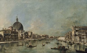 Canal Grande med San Simeone Piccolo og Santa Lucía af Francesco Guardi