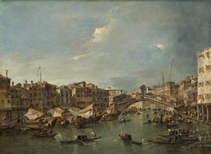 Canal Grande med Rialtobroen, Venedig af Francesco Guardi