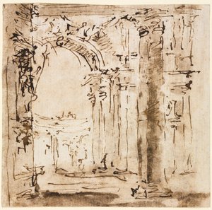 Par tegninger: Skitse af labyrinten af Villa Pisani og Piazza San Marco..., 1773-1778. af Francesco Guardi