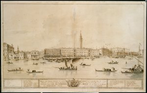 Panorama over Venedig fra Bacino di San Marco, herunder projektet til det foreslåede Teatro Manin af Francesco Guardi