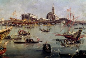 Dogen på Bucentaurus (Bucentoro) i San Nicolo fra Lido til Venedig, Kristi Himmelfartsdagsmaleri af Francesco Guardi (1712-1793) 1700-tallets Paris, Louvre-museet. af Francesco Guardi