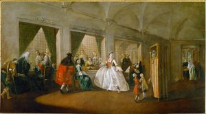 Parlatoriet, nonnernes parlatorium i San Zaccaria, Venedig (olie på lærred) af Francesco Guardi