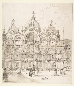 Udsigt over pladsen med Markuskirken af Francesco Guardi