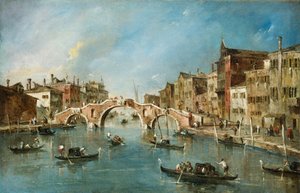 Udsigt over Cannaregio-kanalen, Venedig af Francesco Guardi