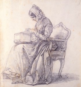 Portræt af hans kone, af Francesco Hayez (1791-1882), tegning af Francesco Hayez