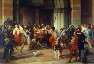 Ventura Fenaroli arresteret i Carmine-kirken i Brescia af franskmændene, af Francesco Hayez af Francesco Hayez
