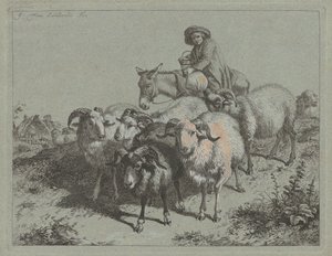 Dreng på et æsel, der driver en flok, 1763. af Francesco Londonio