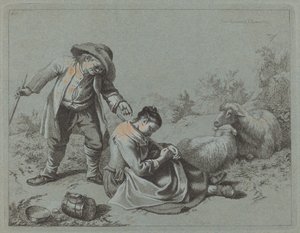 Bonde driller en sovende pige med en kvist, 1763.