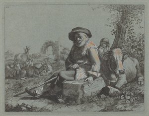 Siddende gammel mand af Francesco Londonio