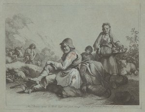 Siddende Hyrde og en Bondekone med en Kurv af Francesco Londonio