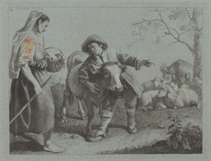 Hyrde, der peger på retningen til en hyrdinde af Francesco Londonio