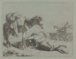 Hyrde i ro nær en flokhest, ca. 1762. af Francesco Londonio