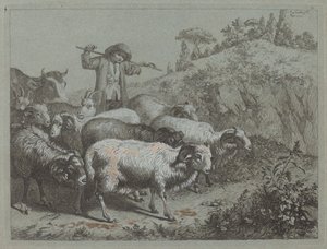 Hyrde med sin flok af Francesco Londonio