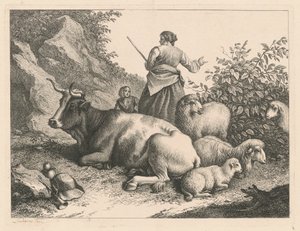 Stående Hyrdinde med et Barn af Francesco Londonio