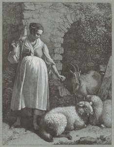 Kvinde spinder garn ved en bue, 1764. af Francesco Londonio