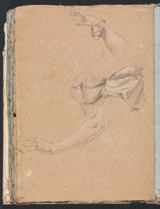 Verona Skitsebog: Kvindearme og -hænder med draperi, side 82, 1760. af Francesco Lorenzi