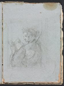 Verona Skitsebog: Kvindefigur med åben bog side 63, 1760. af Francesco Lorenzi