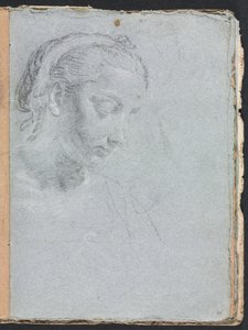 Verona Skitsebog: Hoved og skuldre af en kvinde side 61, 1760. af Francesco Lorenzi