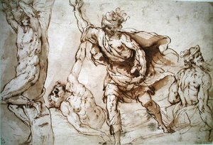 Studier til St. Sebastians martyrium og steningen af Skt. Stefan (w.c på papir)
