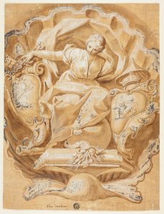 Allegorisk figur med våben af Alexander VIII (Ottoboni) og våben fra pavedømmet