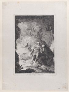 Eremitten Paulus og Sankt Antonius abbed taler i et landskab, efter Pi..., ca. 1784-1836. af Francesco Novelli