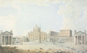 St. Peters, basilikaen og piazzaen (wc over ætset omrids)