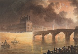 Fest for generel fred givet i Paris den 18. Brumaire. Kongebroen, 1801-2 af Francesco Piranesi