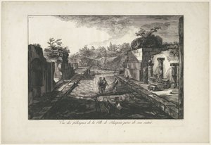 Udsigt over ruinerne af Pompeji Udsigt over fabrikkerne i byen Pompeia, taget fra dens indgang (titel på objekt) af Francesco Piranesi