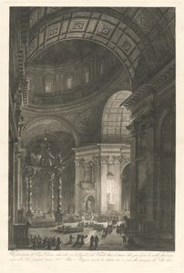 Interiør af Peterskirken, med belysning af Peters kors af Francesco Piranesi