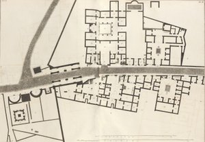 Stor plan over indgangen til byen Pompeji og dens omkringliggende bygninger, fra Ant..., 1804.