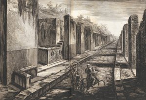 Udsigt fra gaden, der kommer ind under porten til byen Pompeji, med foden pa..., 1804. af Francesco Piranesi