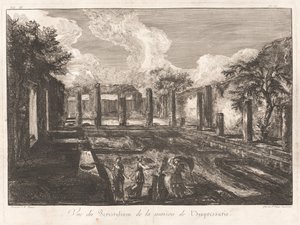 Udsigt over Peristylium fra Impressarios hus af Francesco Piranesi, after Giovanni Battista Piranesi
