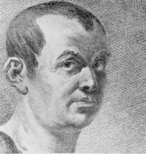 Portræt af Giovanni Battista Piranesi 1720-78 1750, kobberstik sort foto detalje af 136353 af Francesco Polanzani