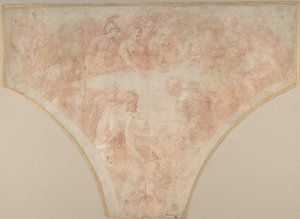 Splidens æble kastet af Eris ved ægteskabet mellem Peleus og Thetis: Study for Fresco..., 1504-70. af Francesco Primaticcio