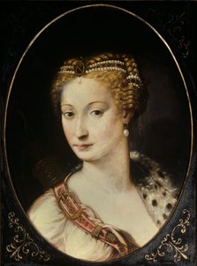 Portræt af Diane de Poitiers (1499 - 1566) Dame af Breze, hertuginde af Valentinois. Maleri af Francesco Primaticcio, kendt som The Primatice (1504 - 1570)