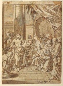 Tegning, Kristus og den utro kvinde, 1750-60 af Francesco Saverio Mergolo