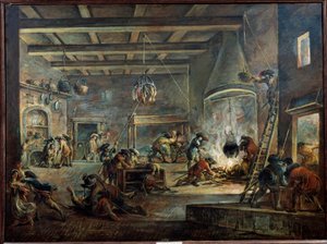 Plyndre en gård. Maleri af Francesco Simonini (1686-1753) udført efter Jacques Callot