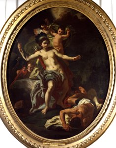 Allegory of America Maleri af værkstedet af Francesco Solimena (1657-1747) (ec.ital.) 1738 La Rochelle, Museum of the New World. af Francesco Solimena