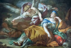 Hagar og Ismael i ørkenen trøstet af en engel af Francesco Solimena